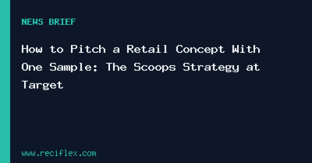 Founder presenting product concept and sample to retail buyers in professional office setting